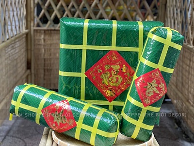 Set mô hình bánh chưng bánh tét mút xốp BIGSIZE [Gồm 01 chưng+ 02 tét] ĐK 40-50cm CHUNGTET-04